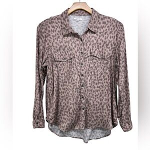 Maurices Leopard Button Down Utility Shirt Womens XL